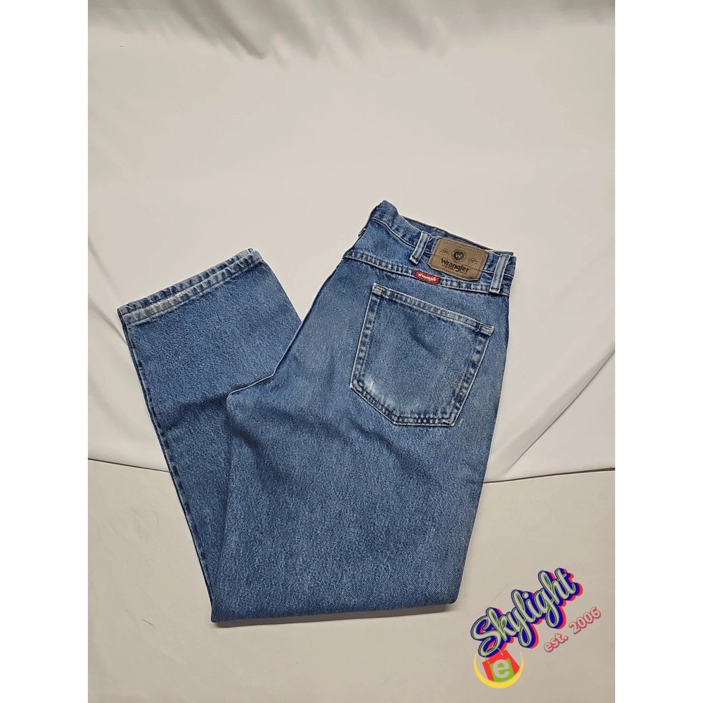 Wrangler Mens Blue Regular Fit Straight Leg Denim Jeans Size 36x29‎